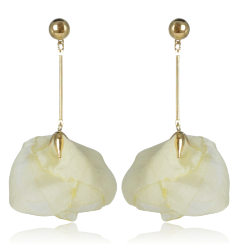 Kolczyki materiałowe tulipany ecru