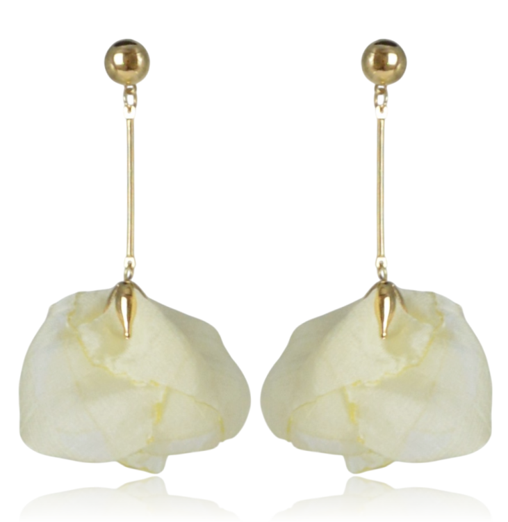 Kolczyki materiałowe tulipany ecru