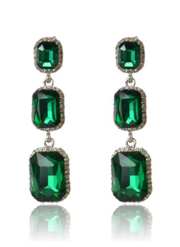 Kolczyki kaskadowe ze szmaragdowymi kryształami