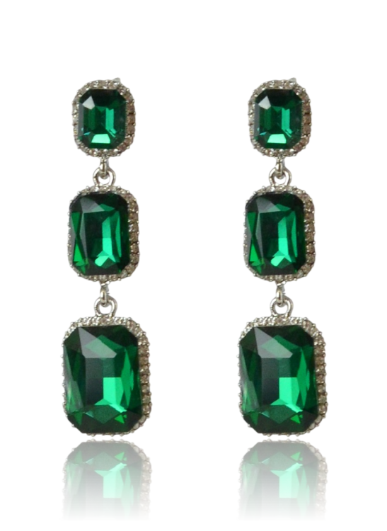 Kolczyki kaskadowe ze szmaragdowymi kryształami