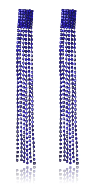 Kolczyki cyrkoniowe nitki indygo