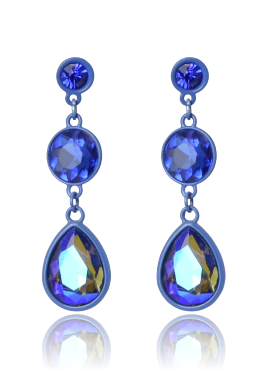 Kolczyki kryształowe szafirowe łezki