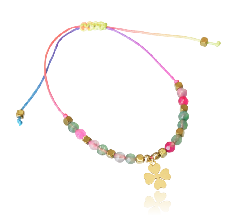 Bransoletka na sznurku - multicolor z koniczynką
