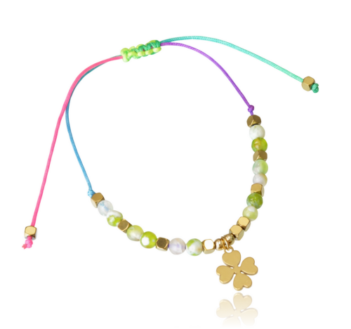 Bransoletka na sznurku - multicolor z koniczynką