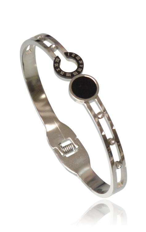 Bransoletka bangle „Roman Time” stal szlachetna