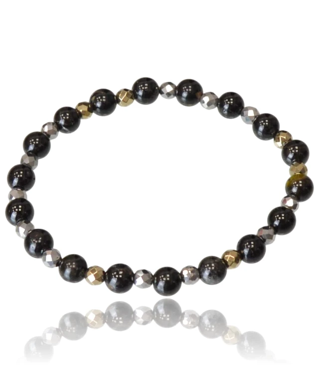 Bransoletka z czarnego onyksu i hematytu