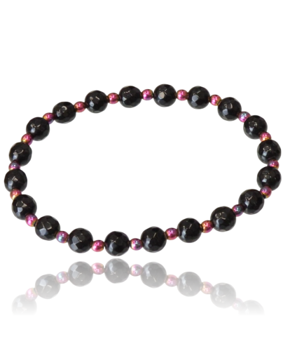 Bransoletka z czarnego onyksu i benzynowego hematytu