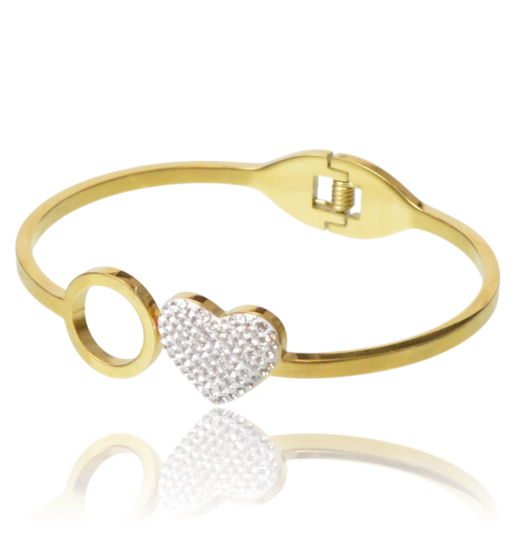 Bransoletka bangle "Sparkling Love" - Cyrkonie i Stal