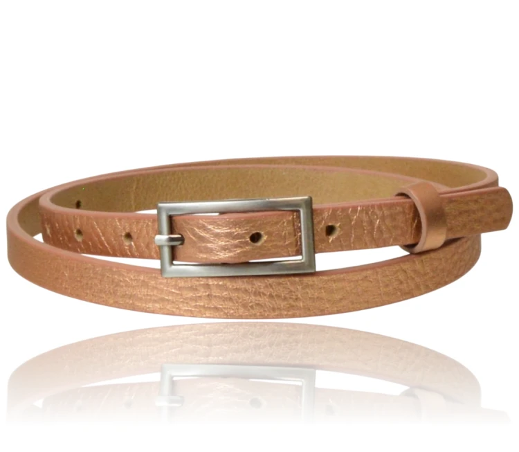 Pasek skórzany cienki miedziany 95 cm