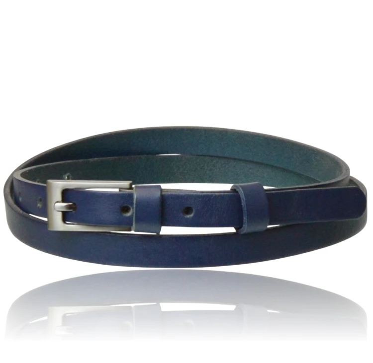Pasek skórzany cienki granatowy 95 cm