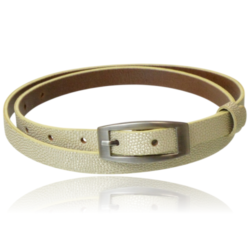 Pasek skórzany cienki perłowy łuska 90 cm