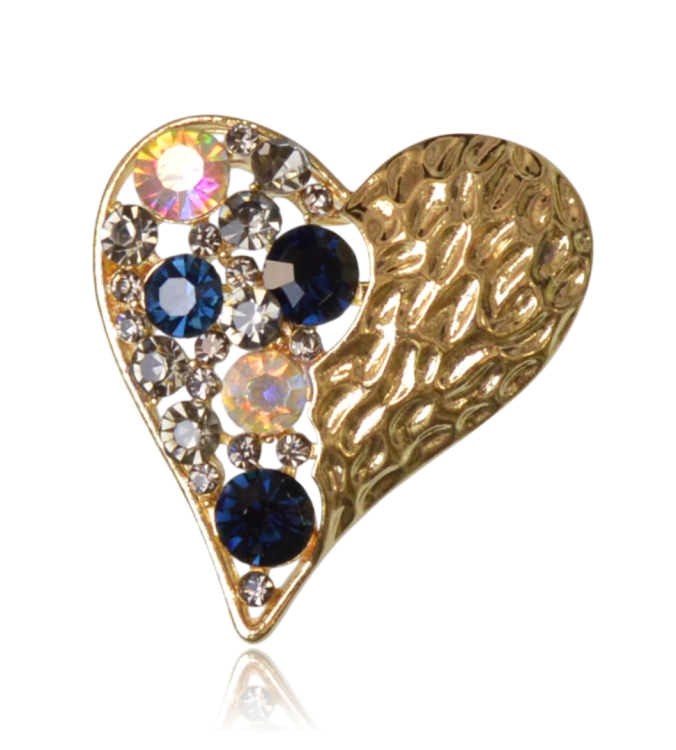 Broszka serce z cyrkoniami