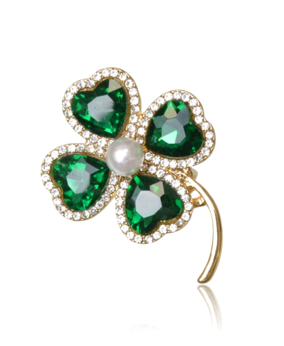 Broszka czterolistna koniczyna z cyrkoniami