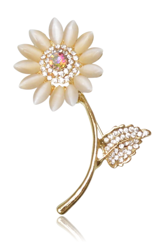 Broszka w formie kwiatu złoto-ecru