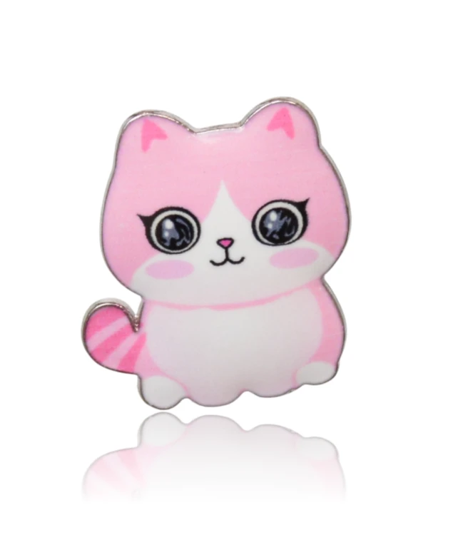 Mini broszka kotek różowy