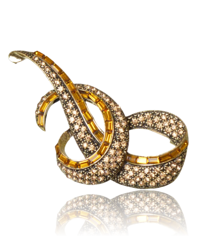 Broszka vintage wstążka wysadzana cyrkoniami