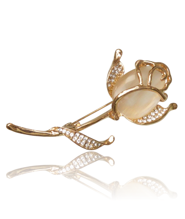 Broszka róża z cyrkoniami i masą żywiczną