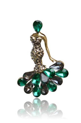 Broszka „Emerald Lady” – Dama w Kryształowej Sukni