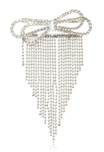 Broszka srebrna kokarda ze zwisającymi łańcuszkami