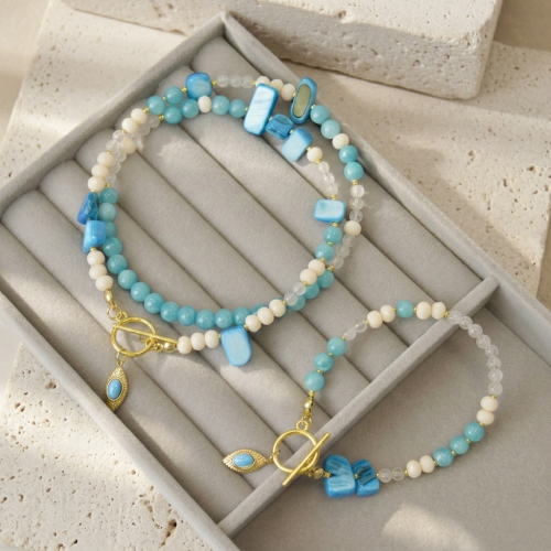 Handmade zestaw bransoletka + naszyjnik kamienie naturalne