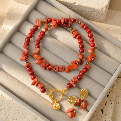 Handmade zestaw bransoletka + kolczyki kamienie naturalne