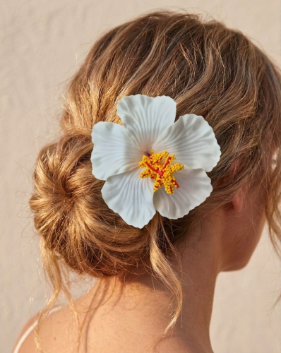 Spinka do włosów kwiat hawajski Hibiskus Biały