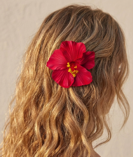 Spinka do włosów kwiat hawajski Hibiskus Czerwony