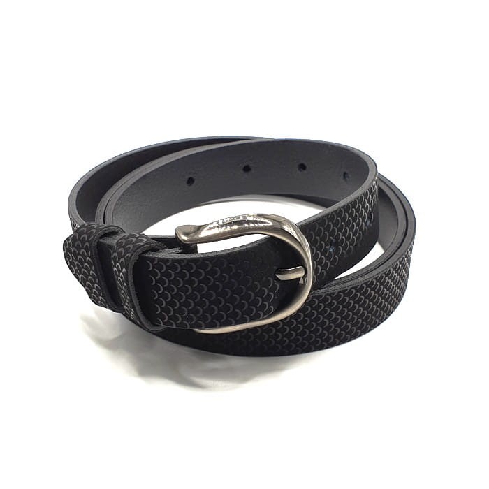 Pasek skórzany średni czarna łuska 95 cm