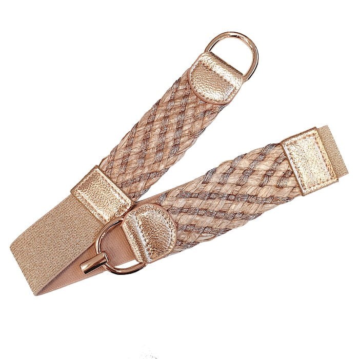 Pasek na gumie elastyczny plecionka rosegold