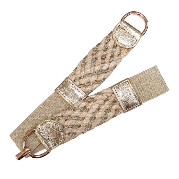 Pasek na gumie elastyczny plecionka złota