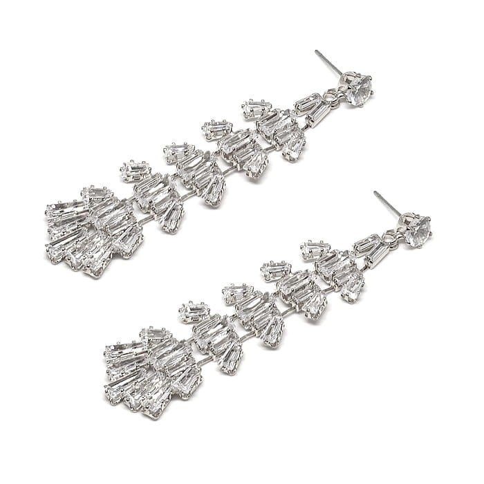 Kolczyki kaskadowe z cyrkonii kubicznej w srebrnej oprawie