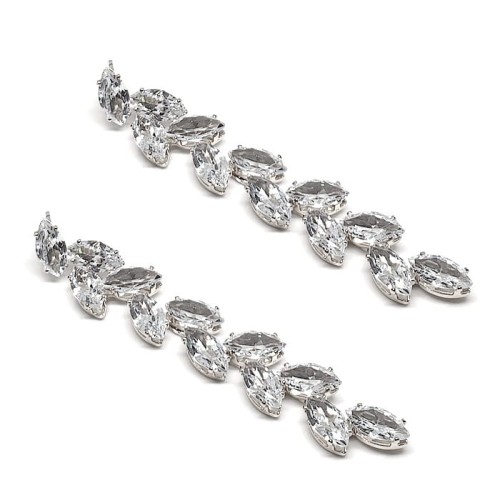 Kolczyki z cyrkonii kubicznej listki srebrne