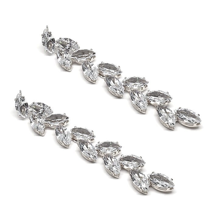 Kolczyki z cyrkonii kubicznej listki srebrne