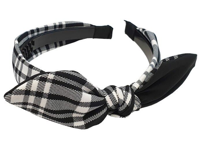 Opaska do włosów z kokardą BLACK TARTAN