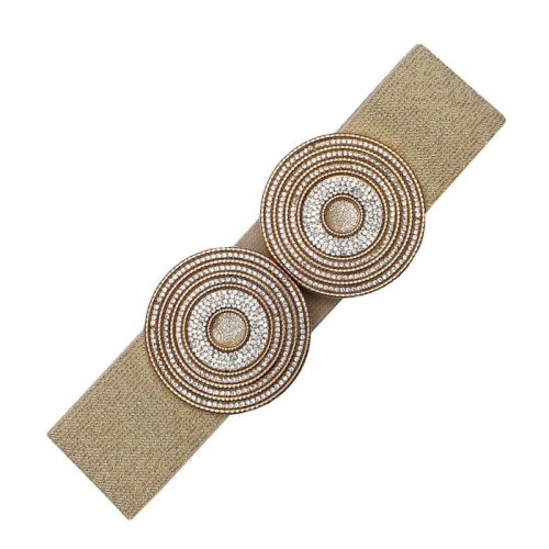 Pasek na gumie elastyczny z podwójną klamrą z cyrkonii