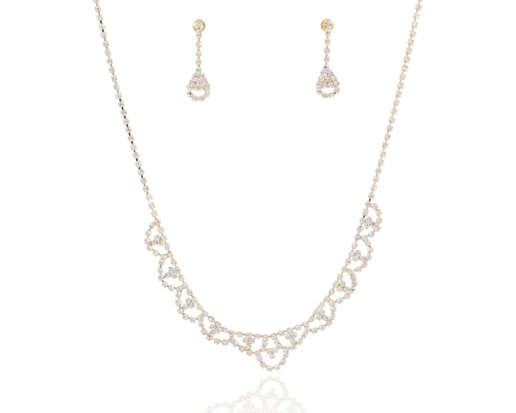 Komplet 2-częściowy z cyrkonii ażur złoty