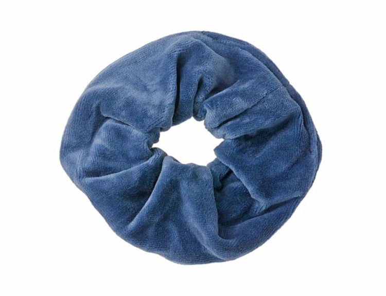 Aksamitka scrunchie owijka niebieska