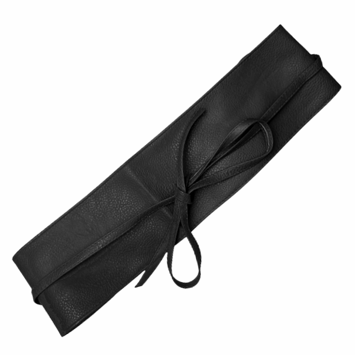 Szeroki damski pasek wiązany czarny