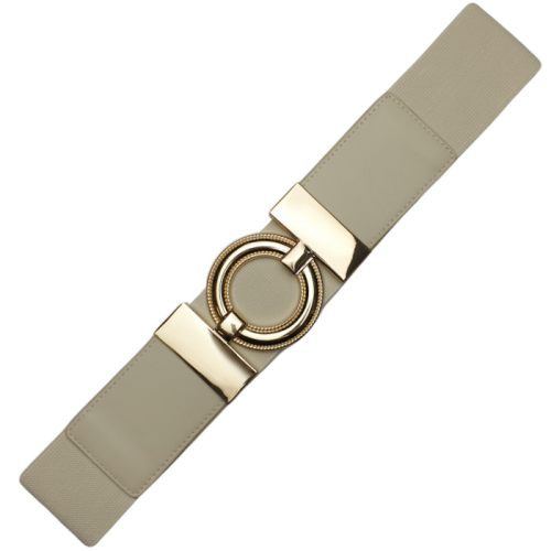 Pasek na gumie elastyczny złota okrągła klamra