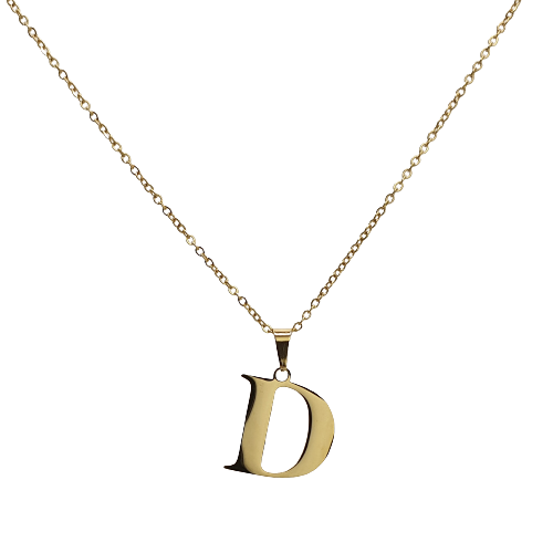Naszyjnik stalowy złoty literka "D" 1,5 cm