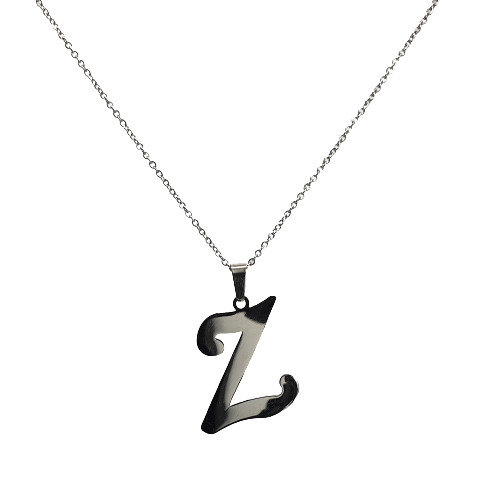 Naszyjnik stalowy srebrny literka "Z" 3 cm