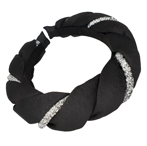 Opaska PUFF TWIST black &amp; silver