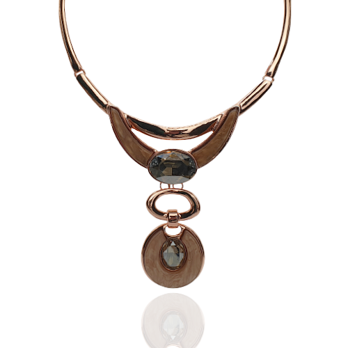 Naszyjnik rosegold metaloplastyka cyrkonie