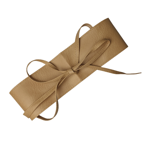 Szeroki damski pasek wiązany ciepły beż