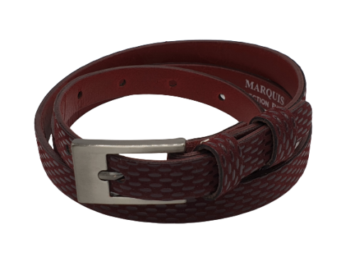 Pasek skórzany cienki nakrapiany bordo 90 cm