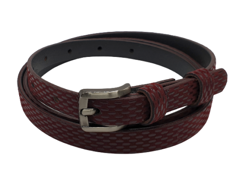 Pasek skórzany cienki nakrapiany bordo 100 cm