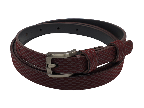 Pasek skórzany cienki nakrapiany bordo 100 cm