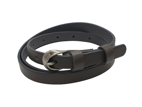 Pasek skórzany cienki szary 95 cm