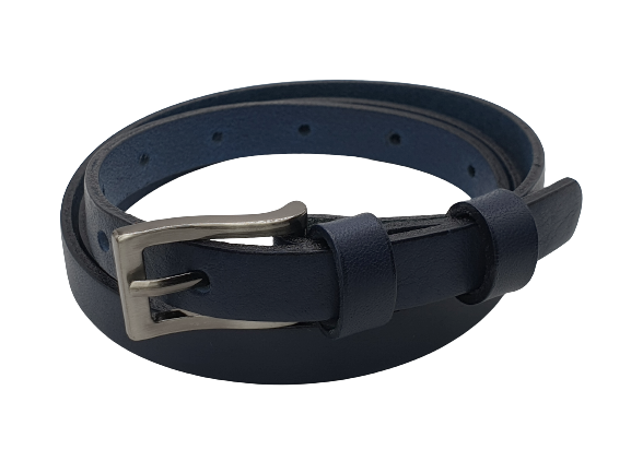 Pasek skórzany cienki granatowy 85 cm