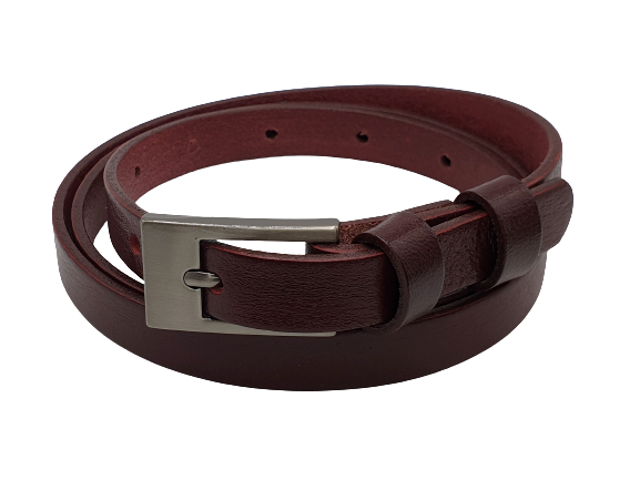 Pasek skórzany cienki bordo 85 cm
